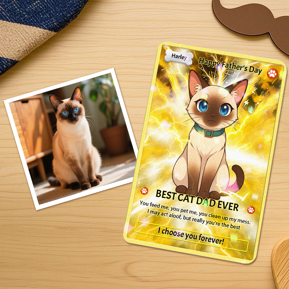 Personalisierte Haustier Hologramm Karte Hund Papa Geschenk Geschenk Für Haustierliebhaber Haustierportrait Anime Karte Holografische Haustierkarte - soufeelde