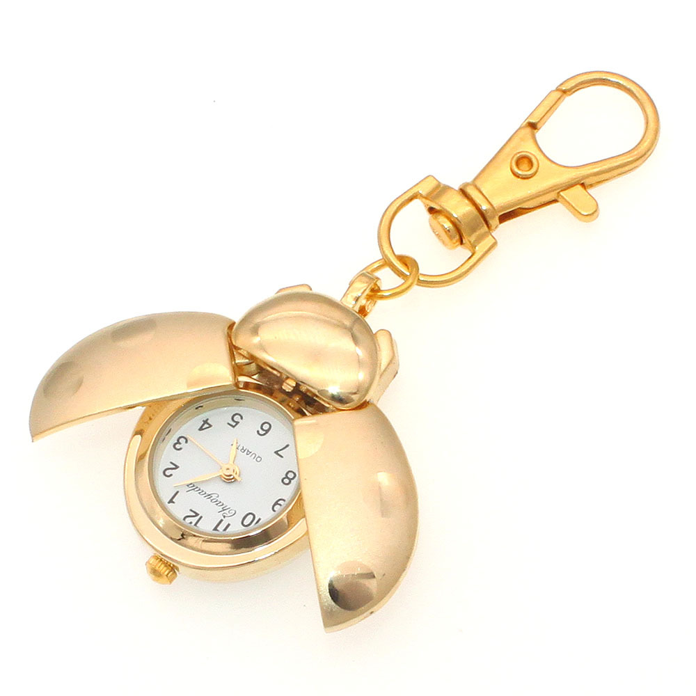 Vintage Marienkäfer-taschenuhr, Goldene Käfer-uhr Mit Halskette Und Schlüsselanhänger, Niedlicher Insektenanhänger - soufeelde