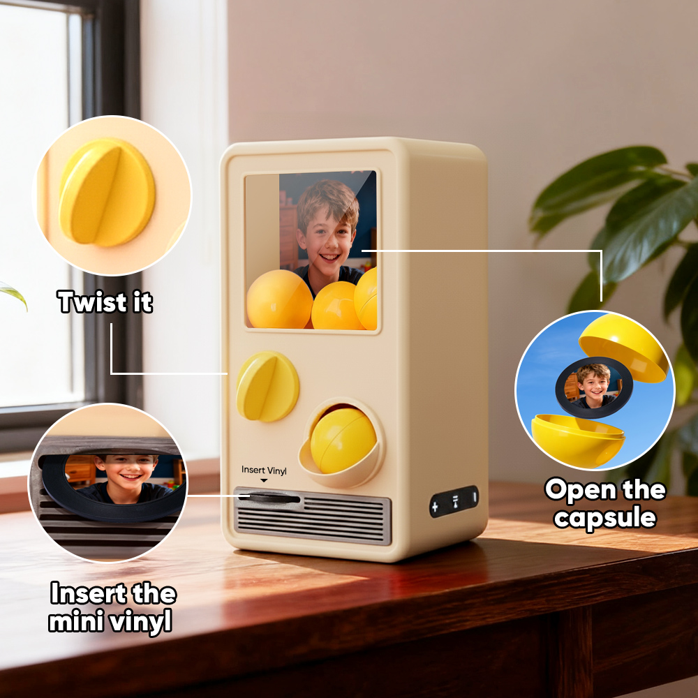 Personalisierte Musik- Und Foto-gachapon-maschine Mit Individuellem Song, Mini-schallplattenbox, Retro-geschenke Für Kinder - soufeelde