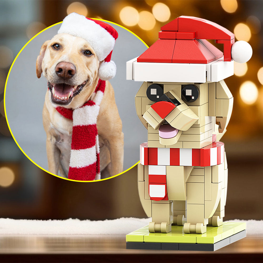 Weihnachtsdetaillierter Labrador, Ganzkörper-welpe, Anpassbarer Labrador, 1 Hundefoto, Individuelle Ziegelfiguren, Kleine Partikelblöcke, Brick Me-figuren, Individuell Angepasst, Nur Labrador - soufeede