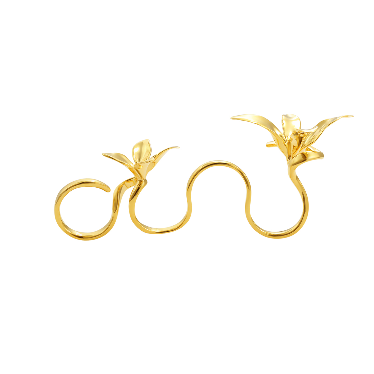 Bifloraler Vier-finger-ring Aus Der Orchids Collection, Freie Größe - soufeede