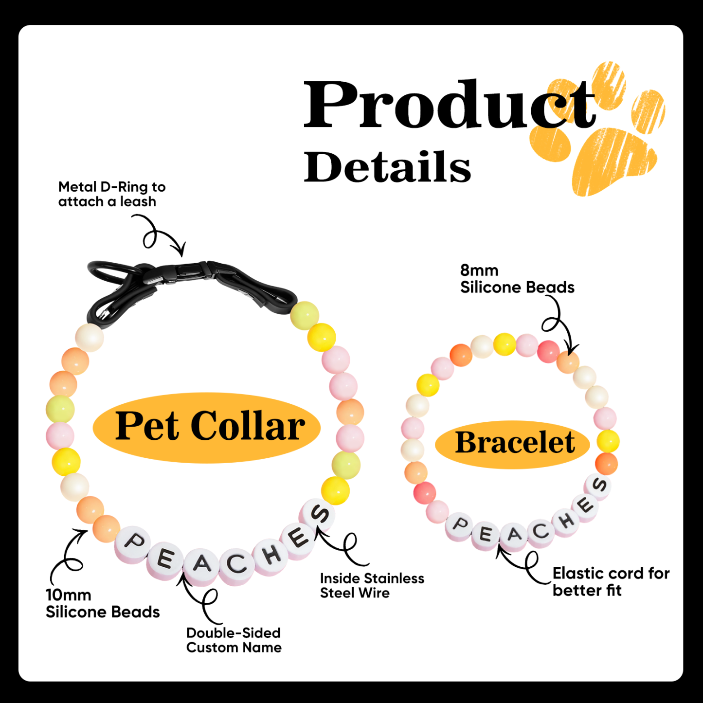 Personalisierte Halskette Mit Haustiernamen Wird Mit Einem Kostenlosen Passenden Armband Als Geschenk Für Den Hund Geliefert
