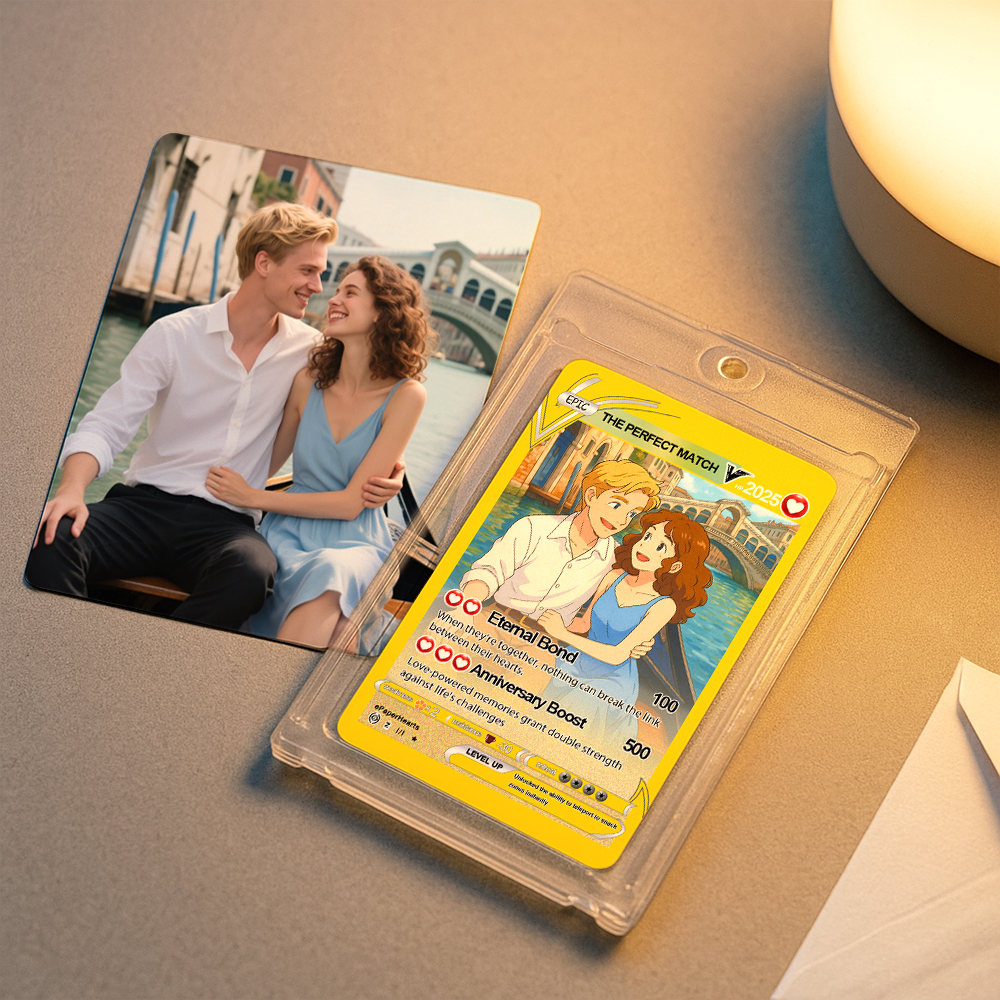 Personalisierte Pokemon-karte, Personalisiertes Poke-geschenk Mit Acrylhülle, Cartoon-karte, Jubiläumsgeschenke Für Ihn - soufeelde