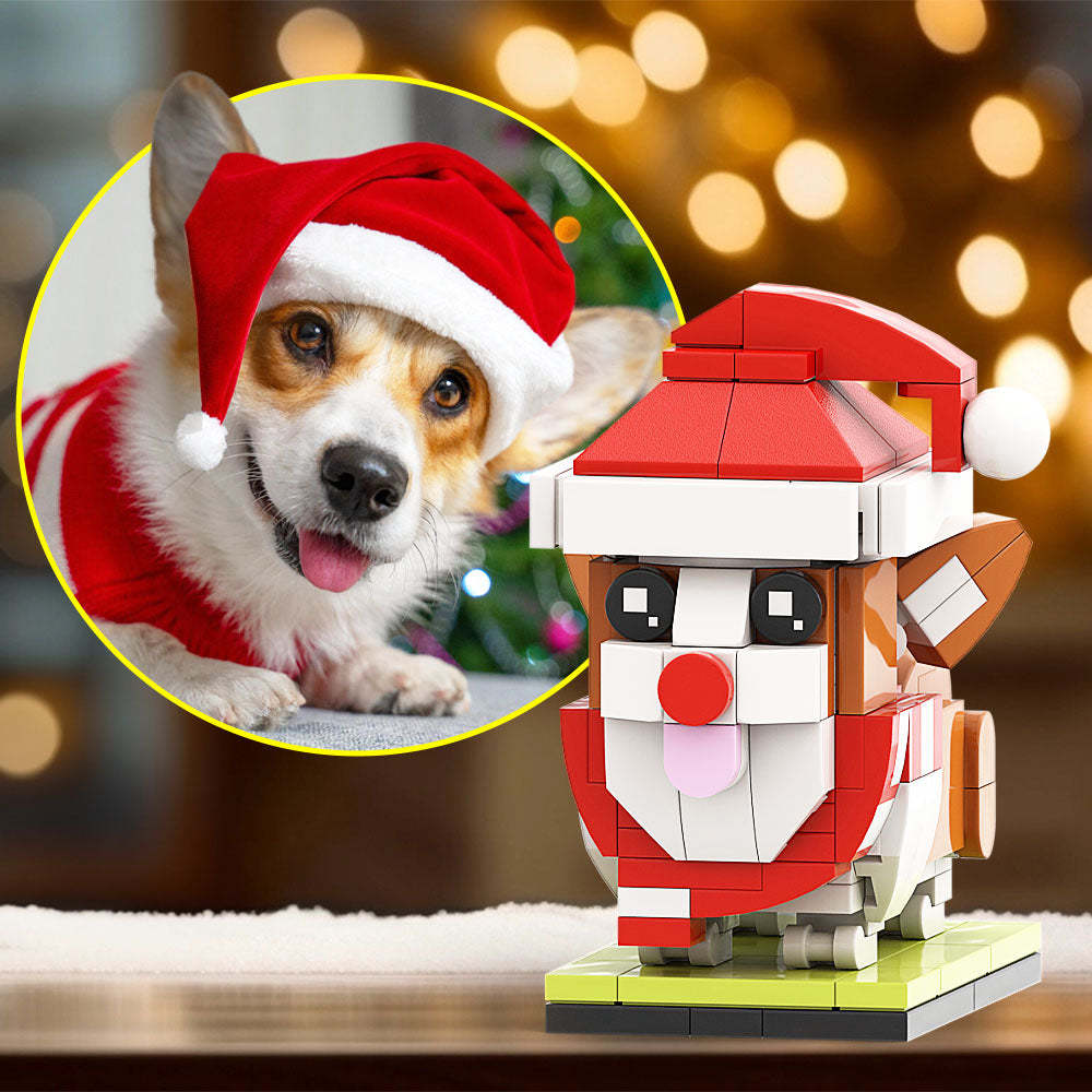 Weihnachten Detaillierter Corgi Ganzkörper Welpe Anpassbar Corgi 1 Hundefoto Benutzerdefinierte Ziegelfiguren Kleiner Partikelblock Brick Me Figuren Angepasst Nur Corgi - soufeede