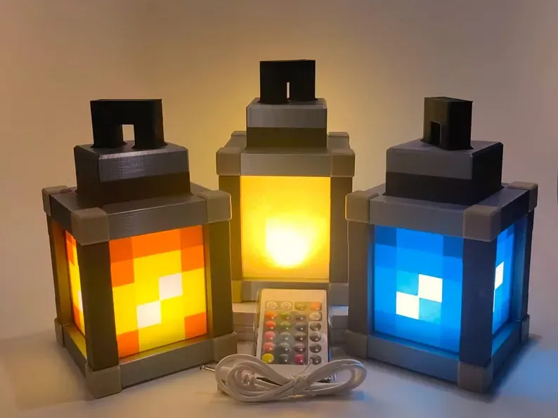 Pixeliges Nachtlicht Laterne Aufladbar & Größer - Nachtlampe Geburtstagsgeschenk - Kinderzimmer Dekoration - Gamer Zimmer Dekor - Weihnachtsgeschenk - soufeelde