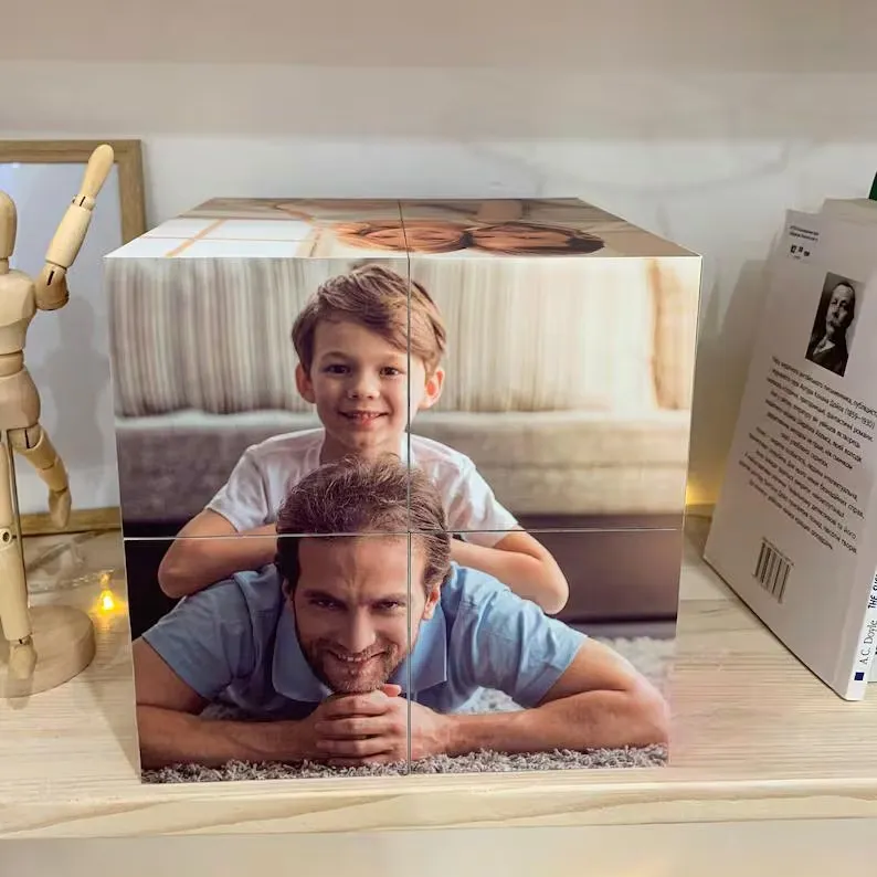 Personalisierter Multifoto Zauberwürfel Bunter Fotorahmen Würfel Geschenk für Papa