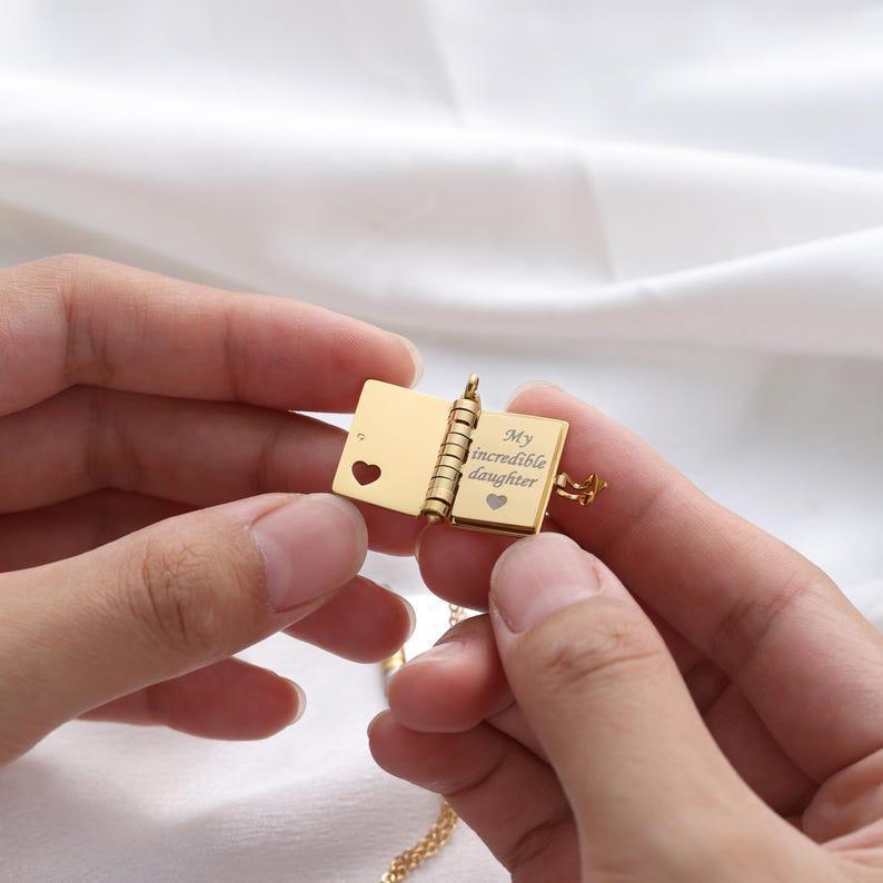 Personalisierte My Little Star Buchkette – Ein Brief An Meine Tochter In Einem Medaillon, Verstellbarer Anhänger Mit Botschaft Im Inneren, Bedeutungsvolles Schmuckgeschenk - soufeelde