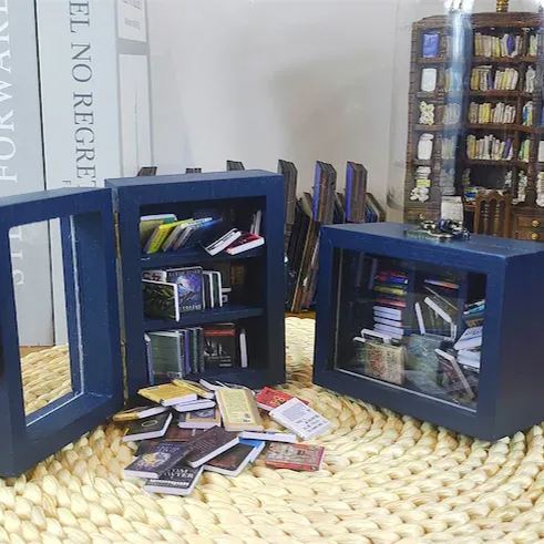 Pocket Edition Angst-bücherregal, Mini-bücherregal, Miniatur-landschaft, Miniatur-bücherregal, Buchliebhaber-geschenk, Studiendekoration - soufeede