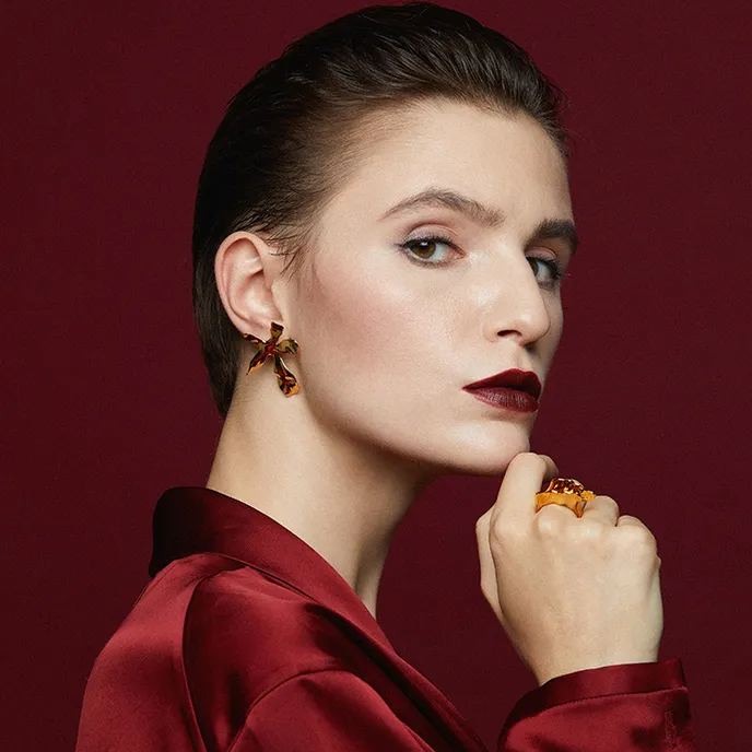 Iris Collection Handgravierter Ring Aus Messing Mit 14 Karat Gold - soufeede