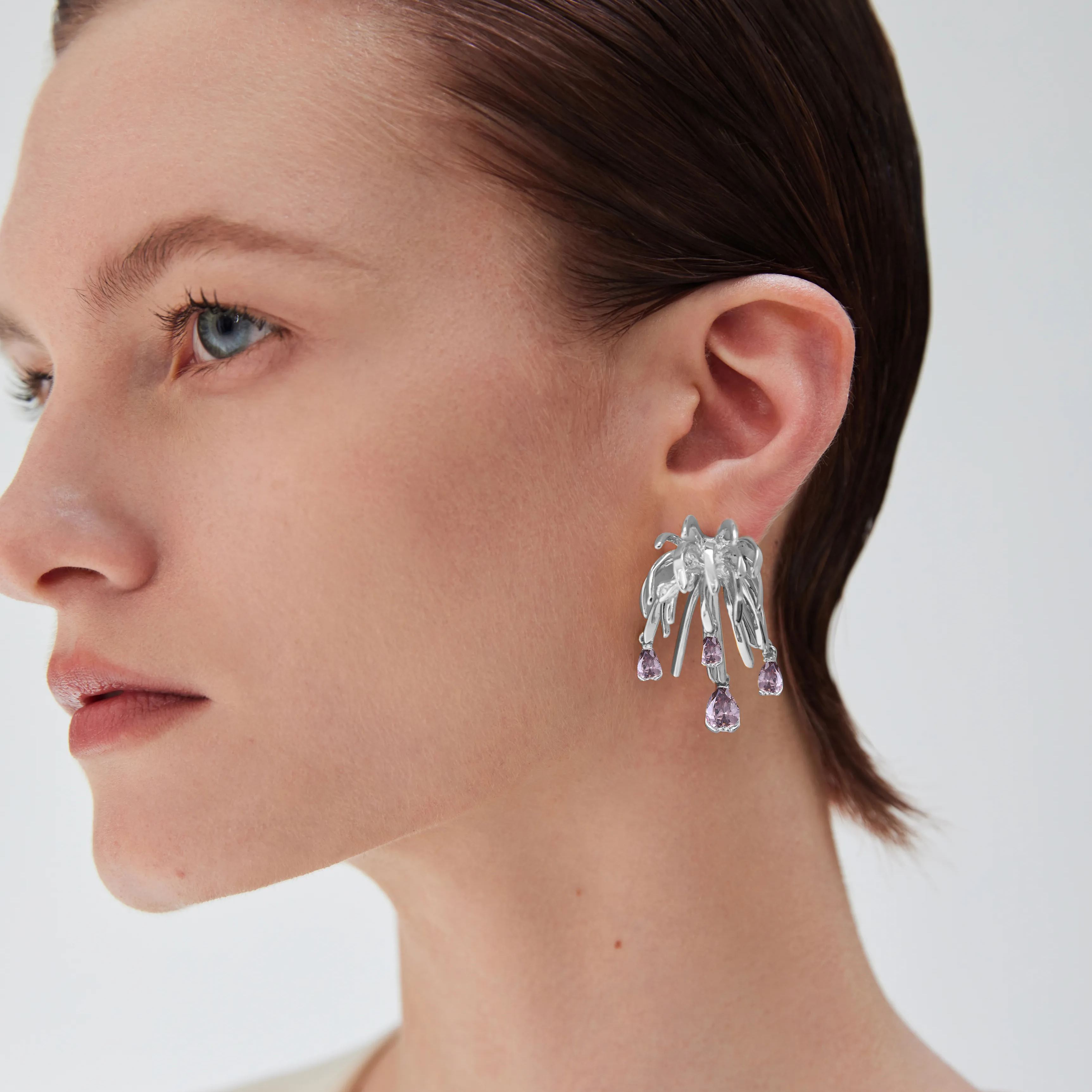 Silberohrringe In Zweigform Aus Der Palmen-kollektion - soufeede