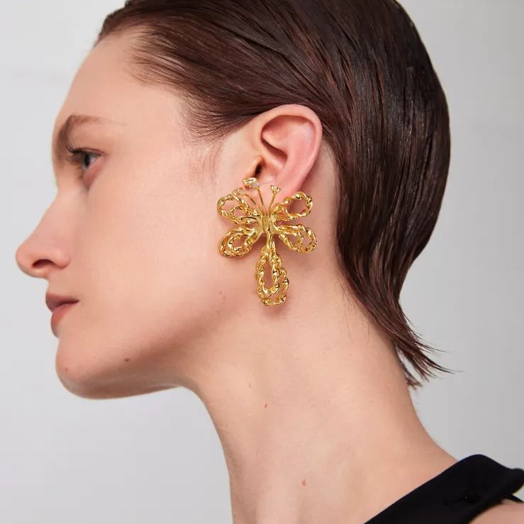 Schmetterlings-erbsen-kollektion, Blumen-tropfenohrringe, Große Größe - soufeede