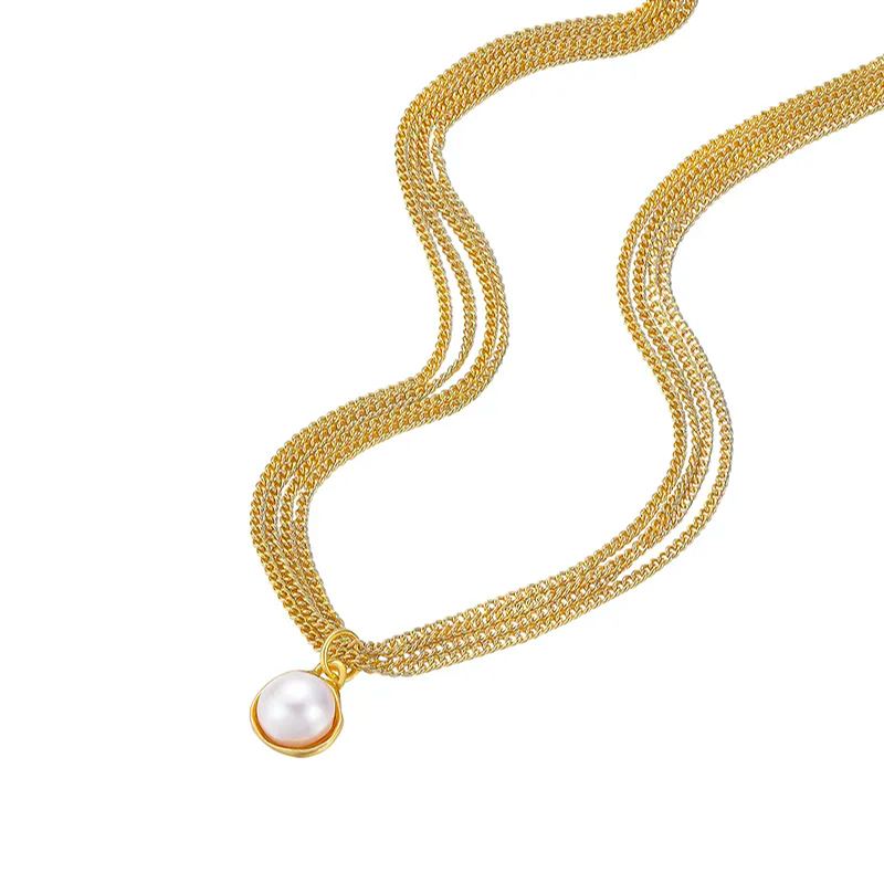 Mehrkettiger Perlen-halsband Aus Der Curvilinear-kollektion - soufeede