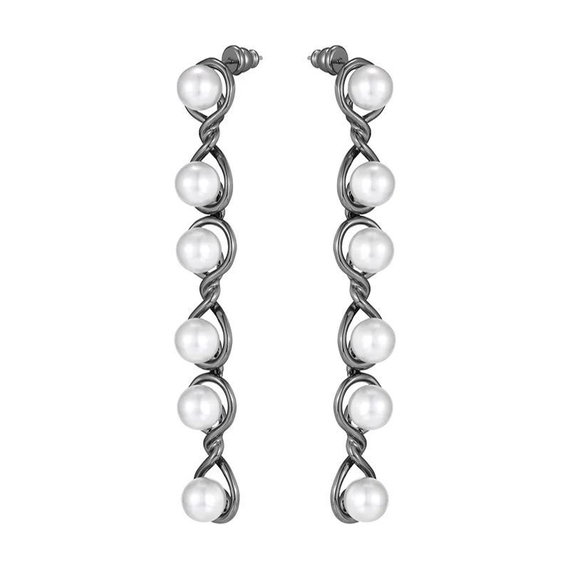 Curvilinear Collection Perlenohrringe In Form Einer 8 - soufeede