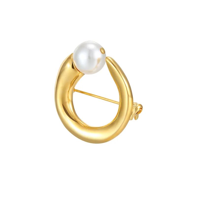 Runde Brosche In Samenform Aus Der Curvilinear Collection Mit Perle - soufeede