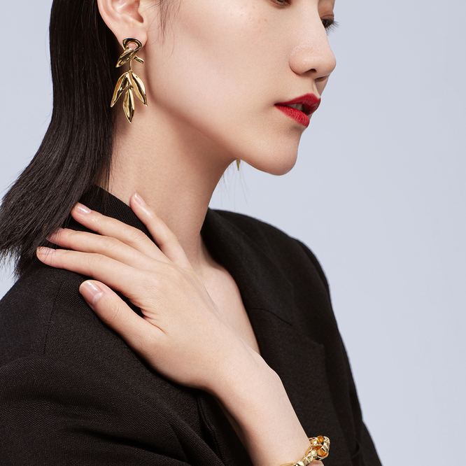 Bamboo Collection Bambusblatt-ohrringe - soufeede