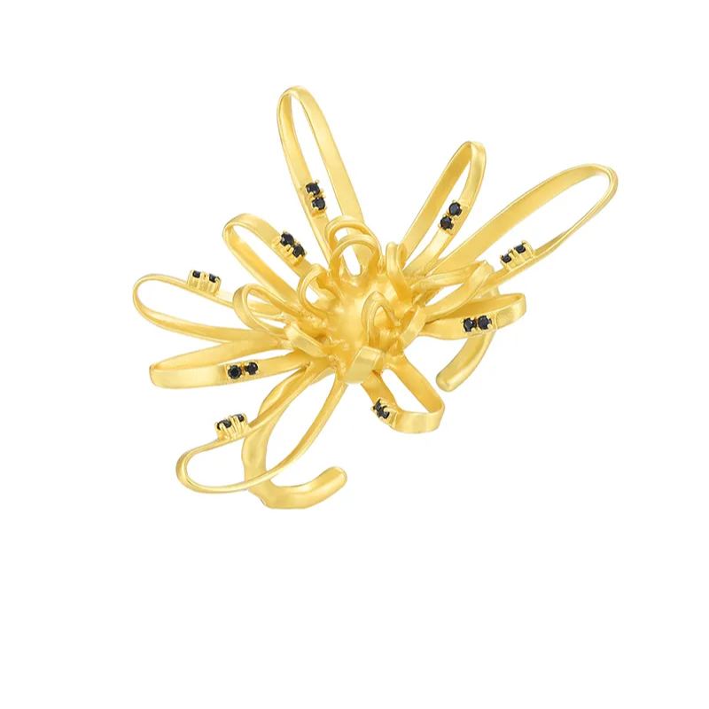 Chrysanthemum Collection Linearer Goldener Doppelfingerring - soufeede