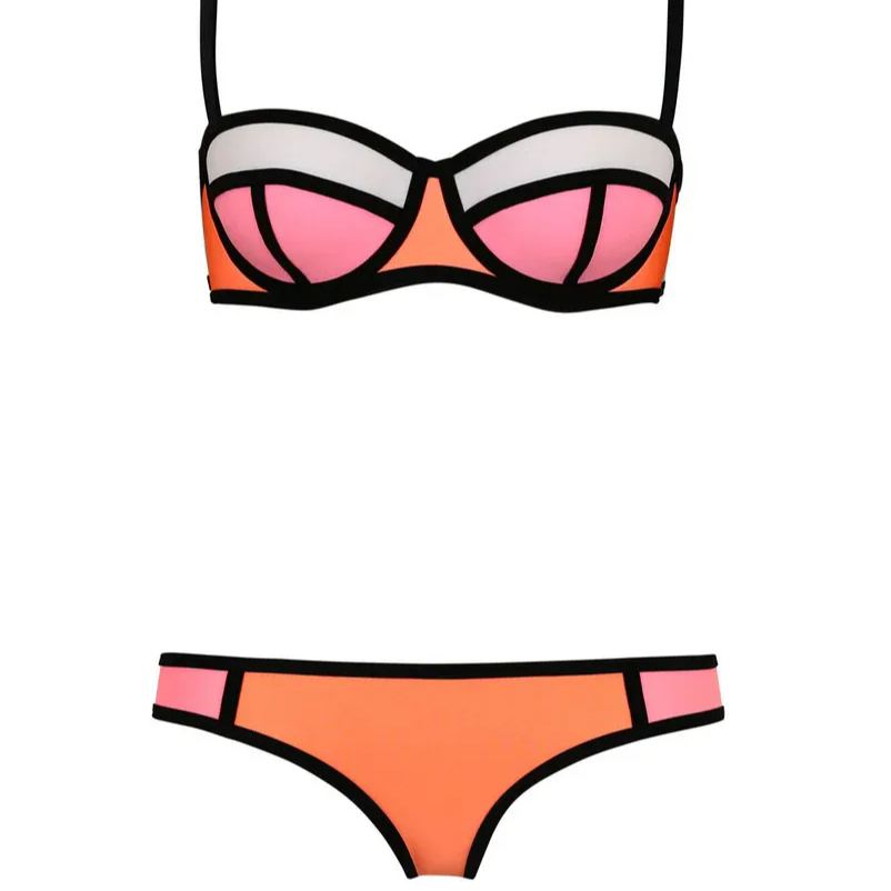 Farbblock-bikini-set
