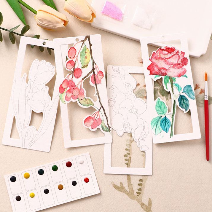 10 Blatt Aquarell-arbeitsbuch-lesezeichen Mit Kostenlosem Farbset. Verabschieden Sie Sich Von Der Angst. Erwecken Sie Ihr Künstlerisches Talent. - soufeelde