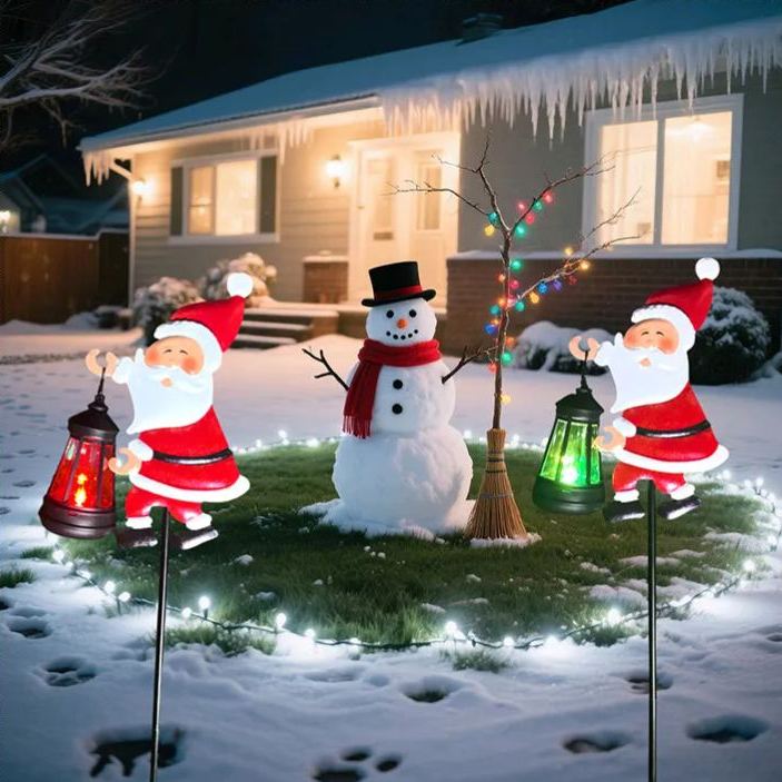Solarbetriebene Weihnachtsmann-lichter, Bodenmontierte Solar-außenleuchten, Dekorative Hofleuchten - soufeelde