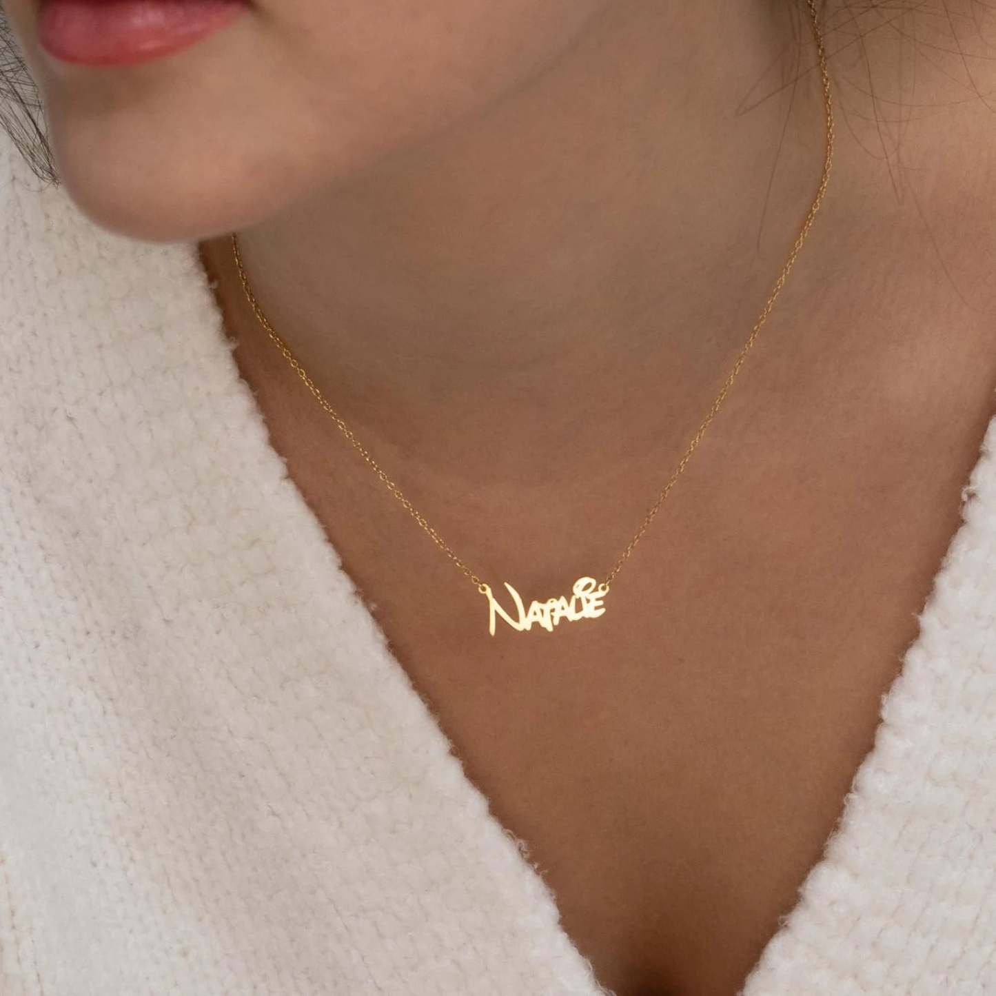 Personalisierte Namenskette Mit Spezieller Schriftart, Individuelle Namenskette Im Sidney-stil, Namensgeschenk, Silber