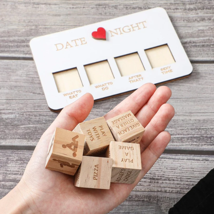 Holz-date-night-würfel, Freches Pärchen-würfelspiel Für Ihn, Lustiges Tragbares Paar-würfel-set Für Erwachsene, Frauen, Männer, Ehemann, Freundin, Freund, Valentinstag, Braut, Hochzeitsparty - soufeede
