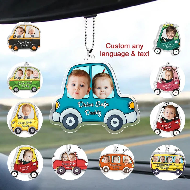 Vatertagsgeschenk, Individueller Drive Safe Daddy Acryl-autoaufhänger, Personalisierter Acryl-autoaufhänger, 1. Vatertagsgeschenk Für Ehemann - soufeede