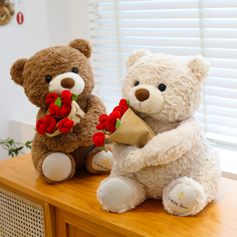 Ramo Romántico De Osito De Peluche Abrazando Rosas – Nuevo Estilo De Peluche De Osito De Rosas - soufeeles