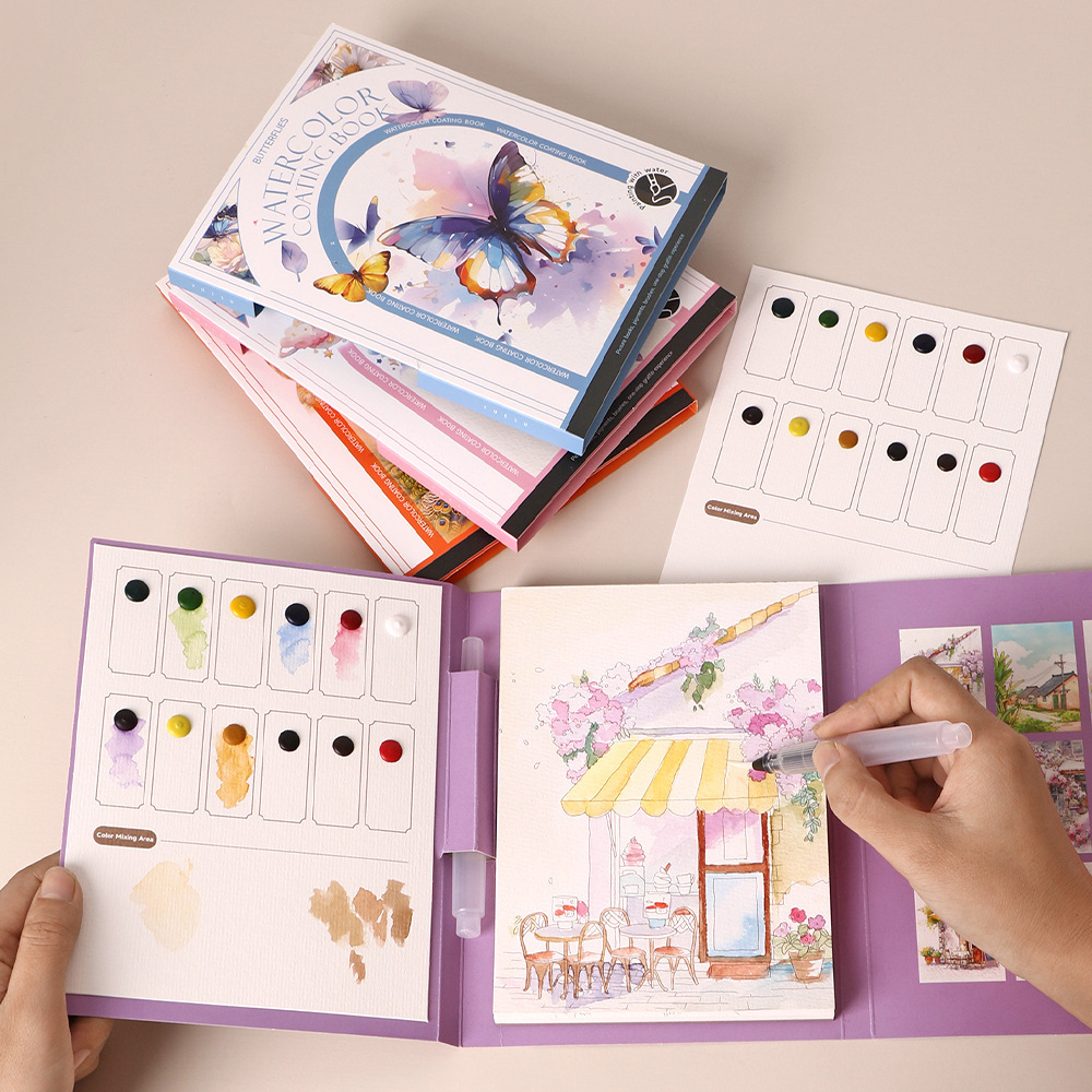 Cuaderno De Acuarela De 16 Hojas Con Juego De Pinturas Gratuito. Dile Adiós A La Ansiedad Y Despierta Tu Talento Artístico. - soufeeles