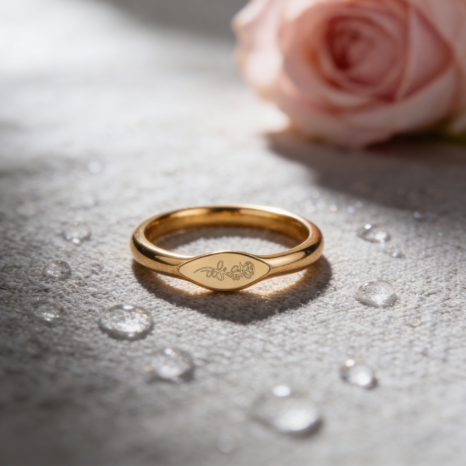 Anillo De Flor De Nacimiento Personalizado, Delicado Anillo Apilable Personalizado, Joyería Floral Minimalista, Regalo Para Ella