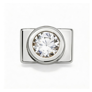 Colgante Grande De Diamante Redondo - Plata