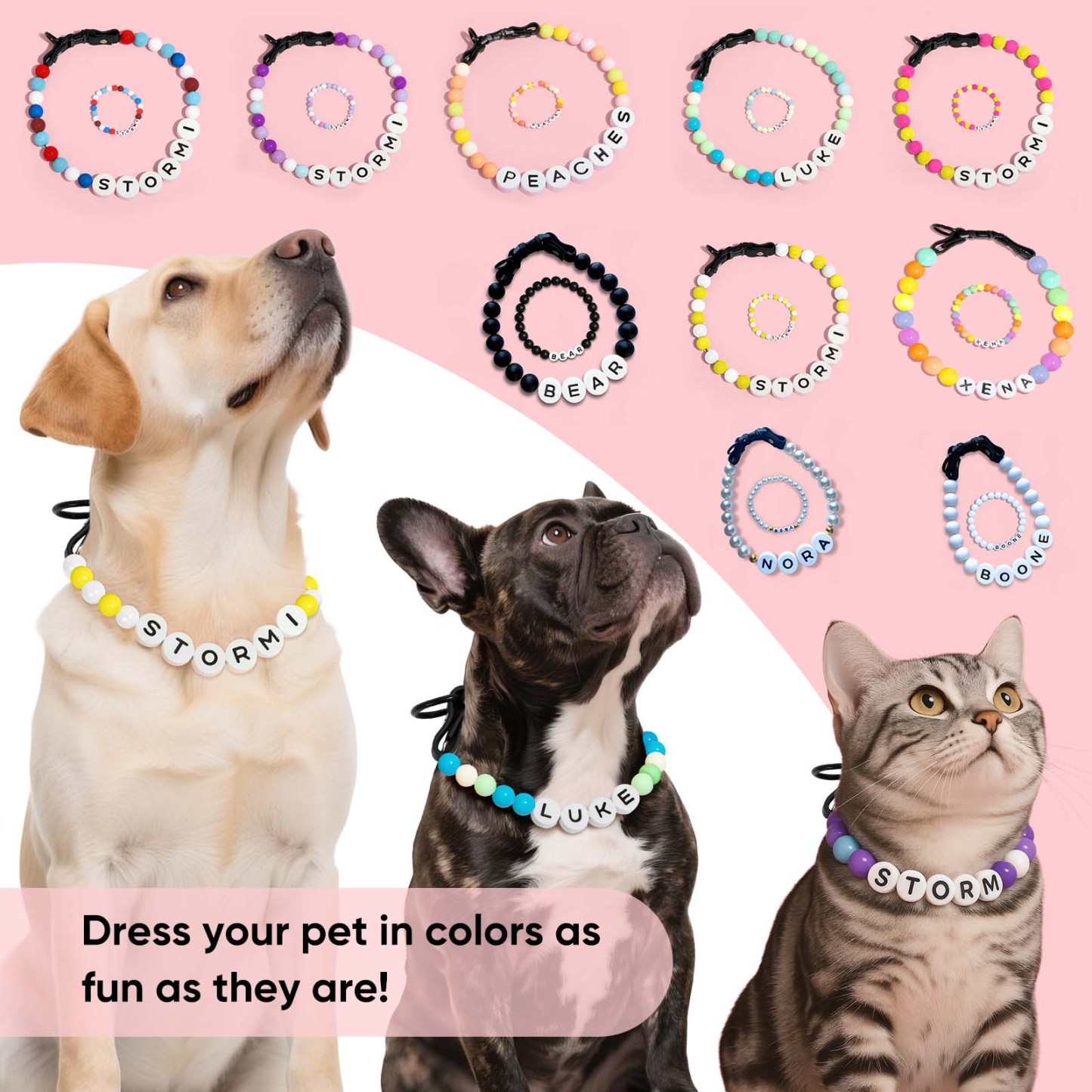 Collar Con Nombre De Mascota Personalizado. Incluye Una Pulsera A Juego De Regalo Gratis Para Tu Mascota. - soufeeles
