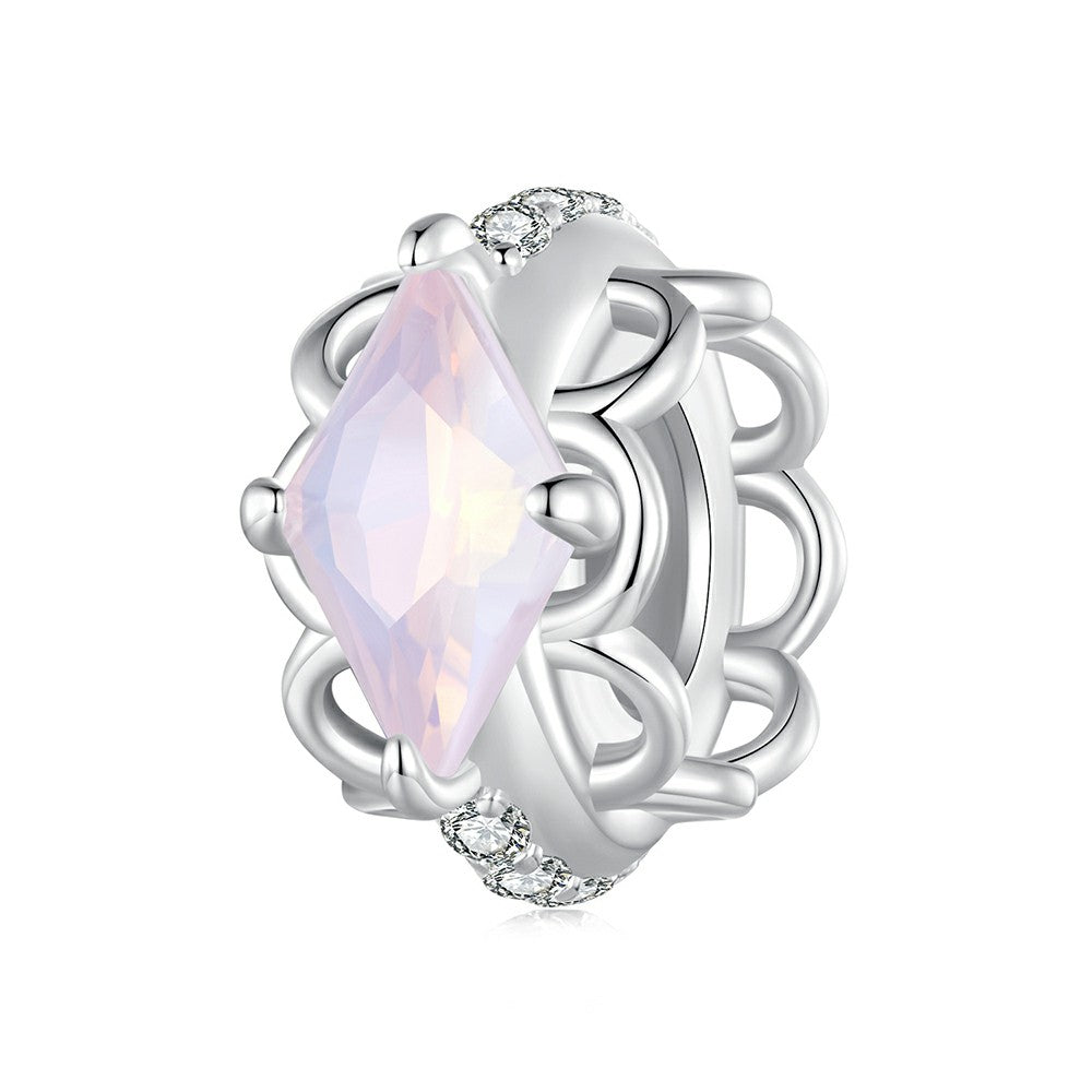 Ciondolo distanziatore con fermaglio in pizzo rosa in argento sterling 925 dp097