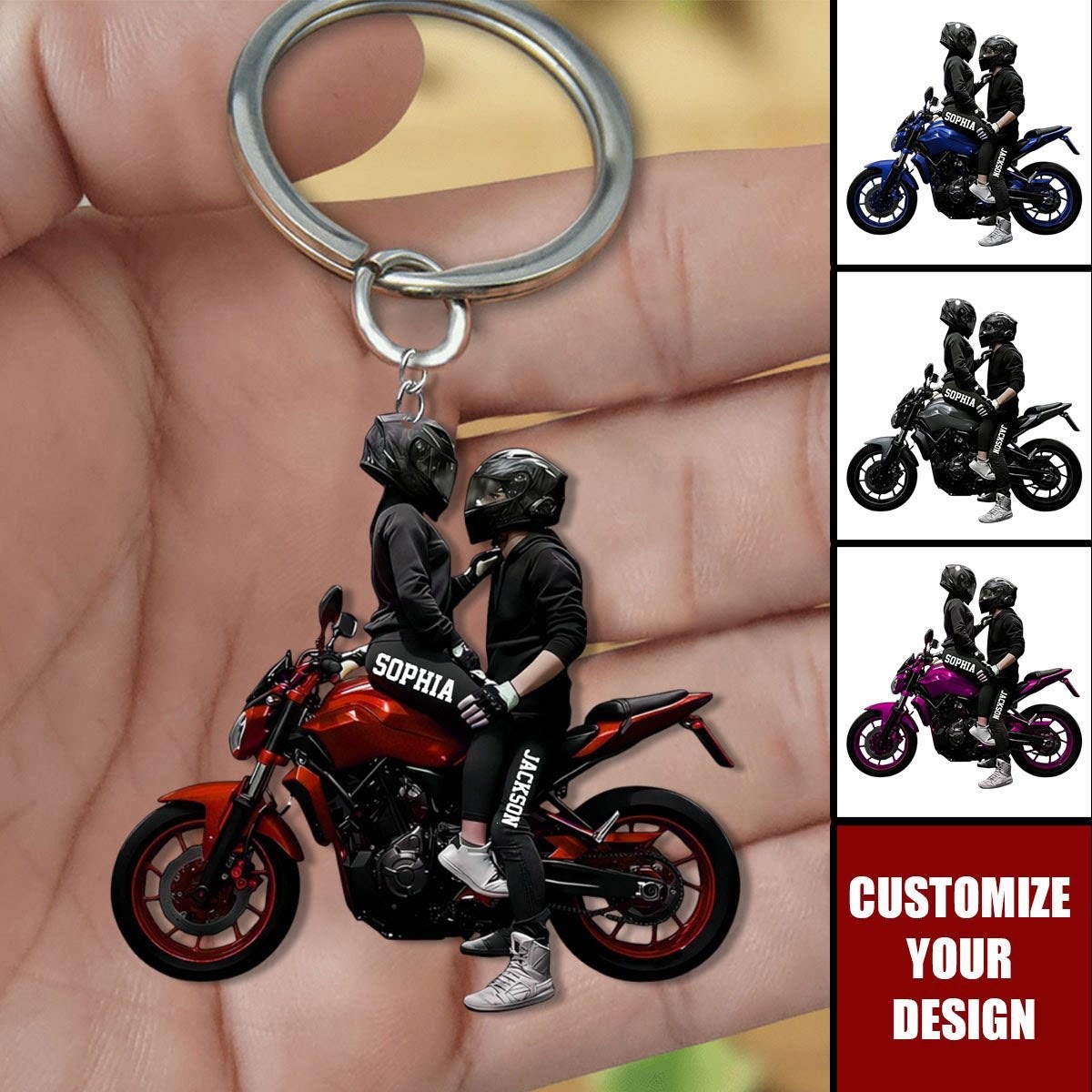 Llavero acrílico personalizado para parejas de motos – Regalo de llavero con nombre personalizado para parejas y amantes de las motocicletas - soufeeles