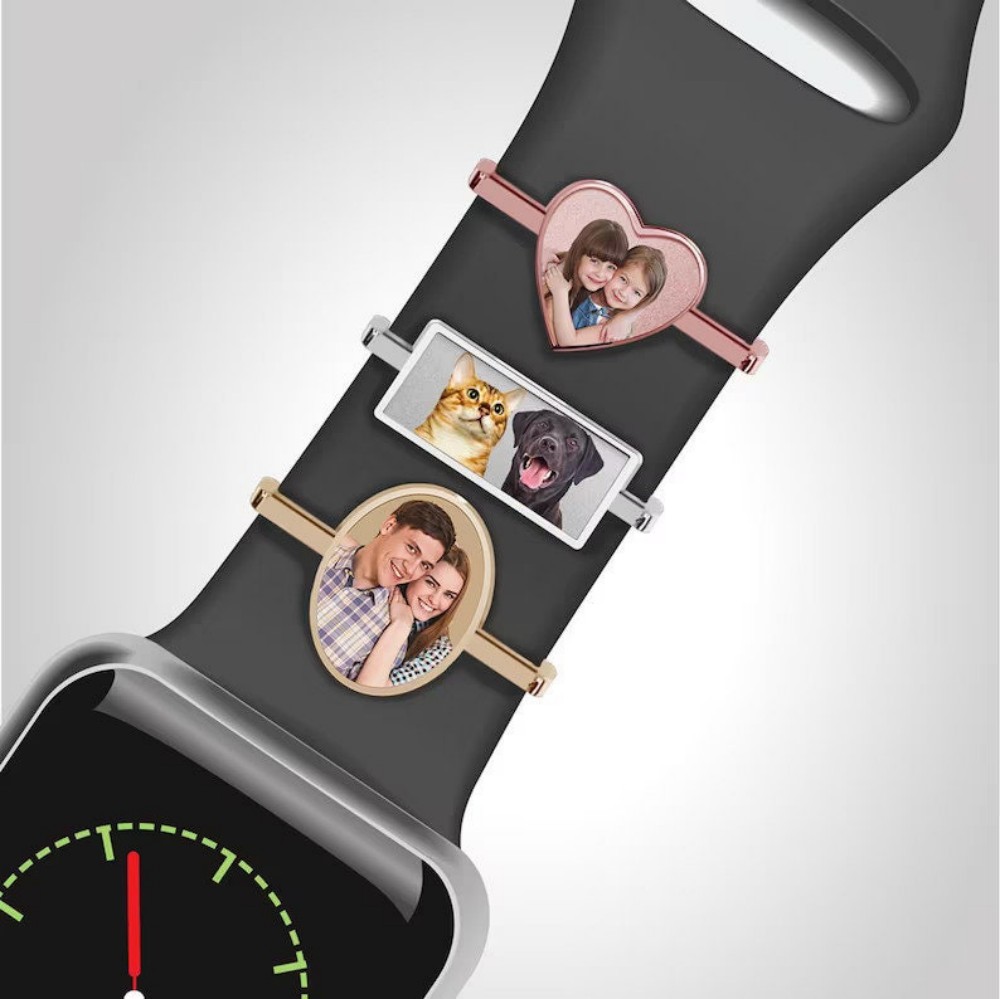 Dije Para Correa De Reloj Con Foto Grabada Personalizada: Accesorio Con Cuentas Para Smartwatch Personalizado - soufeeles