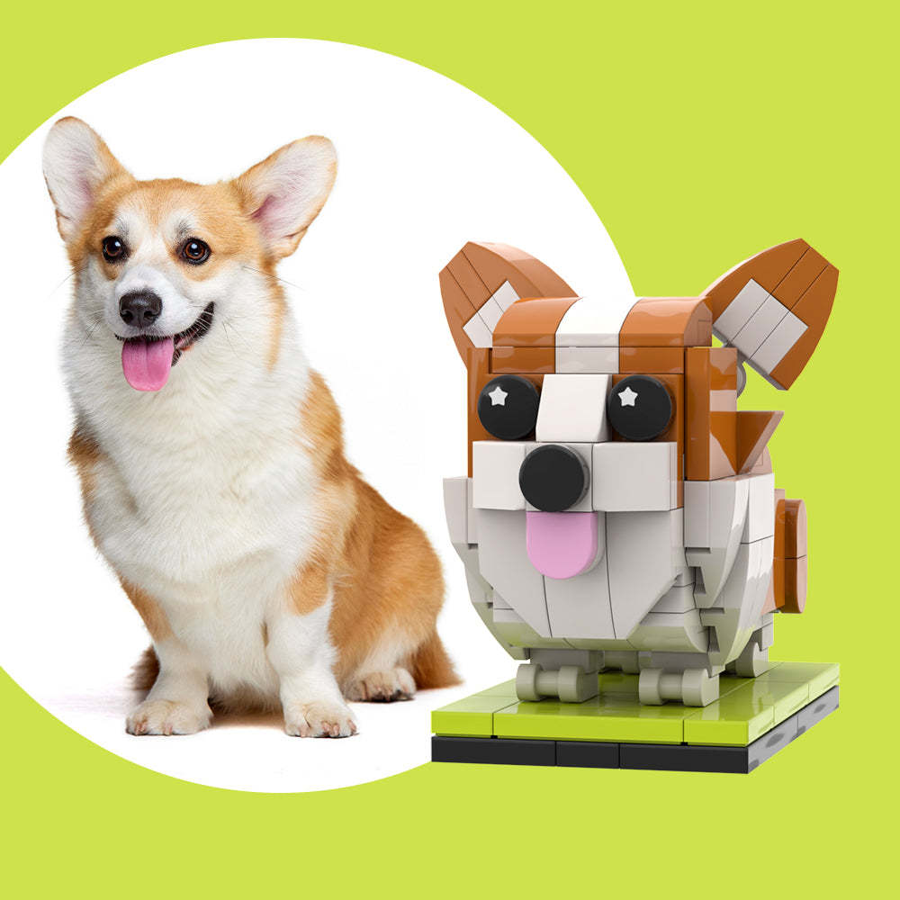 Corgi Personalizable De Cuerpo Completo, 1 Perro, Personalización De Foto, Figuras De Ladrillos, Bloques De Partículas Pequeñas, Figuras De Brick Me, Corgi Personalizado Solamente - soufeeles