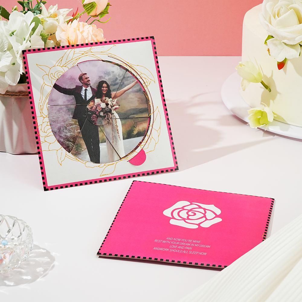 Tarjeta De Felicitación Con Foto Giratoria Personalizada, Tarjeta De Felicitación Con Doble Imagen, Regalo De Boda