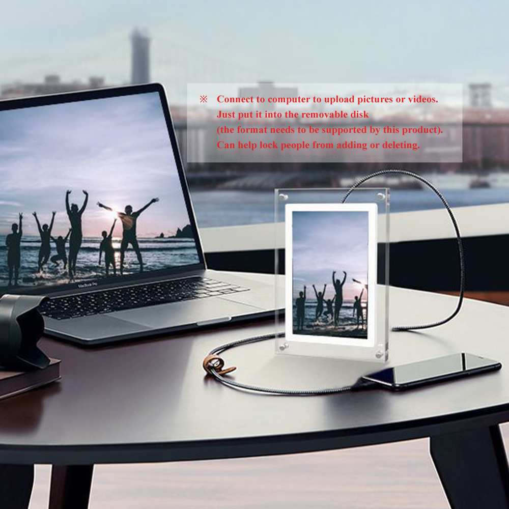 Marco De Fotos Digital, Reproductor De Vídeo Transparente Acrílico, Regalo, Mesa De Escritorio Para El Hogar, Álbum De Fotos Electrónico Dinámico - soufeeles