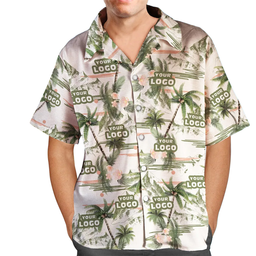 Camisa Hawaiana Personalizada Con Logotipo Personalizado Con Estampado De Árbol De Coco