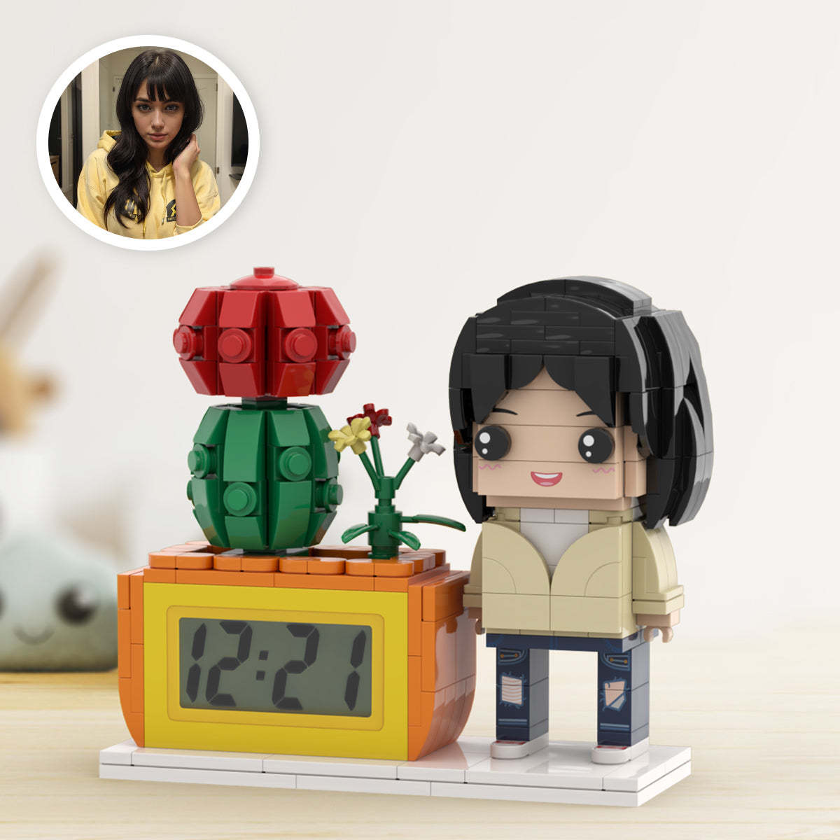 Regalos Para Ella Reloj Con Figuras De Ladrillos Personalizado Figuras Personalizadas Planta En Maceta Y Reloj De Ladrillos - soufeeles