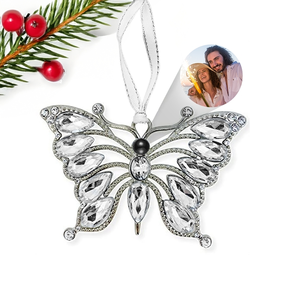 Adorno De Mariposa De Cristal De Proyección Para Árbol De Navidad, Regalo De Navidad Para Familia Y Amantes - soufeeles