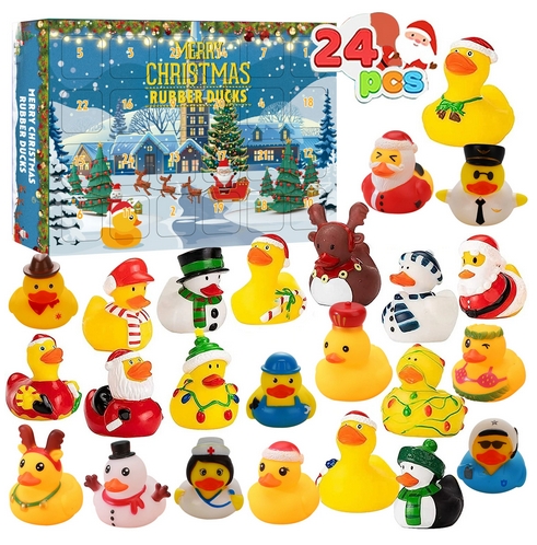 Calendario De Adviento 2024 Patos Navideños - Calendario De Adviento De Goma De Pato De 24 Piezas 24 Días De Juguetes De Cuenta Regresiva Navideña