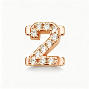 Número Con Dije De Diamante 2 - Oro Rosa