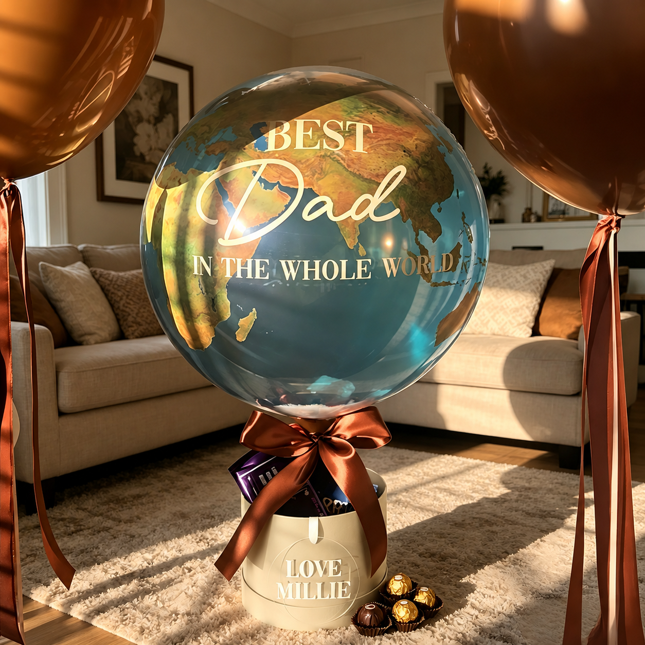 El mejor globo del mundo para papá, globo personalizado en forma de tierra, regalo del Día del Padre para papá o abuelo