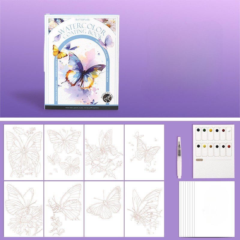 Cuaderno De Acuarela De 16 Hojas Con Juego De Pinturas Gratuito. Dile Adiós A La Ansiedad Y Despierta Tu Talento Artístico. - soufeeles
