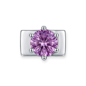 Colgante De Diamante Redondo Morado - Plata