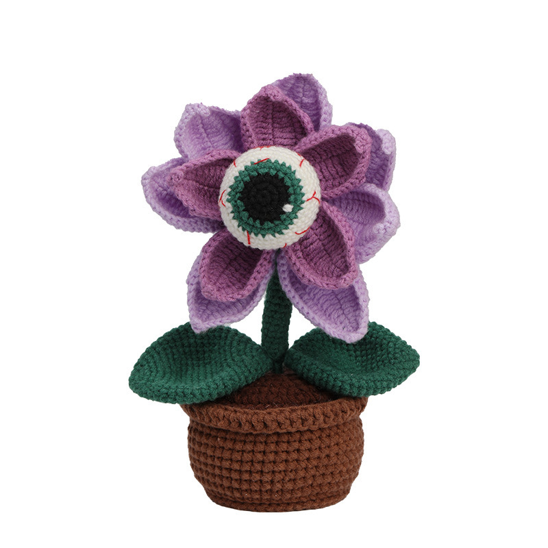 Muñeca De Piraña De Calabaza De Halloween Con Ojos Grandes Y Múltiples Ojos, Hecha A Mano En Maceta, Hecha De Lana, Ideal Como Regalo Para Halloween. - soufeeles