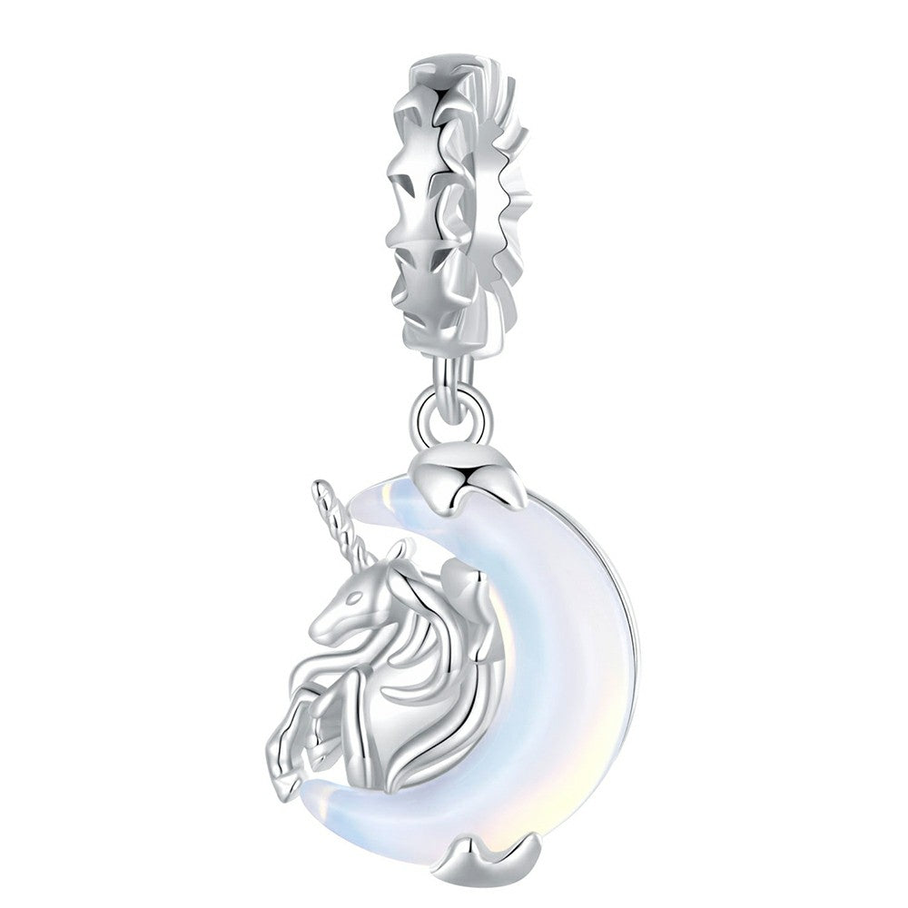 Ciondolo pendente luna unicorno in argento sterling 925 yb2253