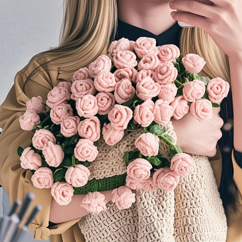 Kit De Bricolaje Para Hacer Una Manta De Rosas Tejida A Mano Y Regalo Listo Para Usar Para El Día De La Madre Y San Valentín.