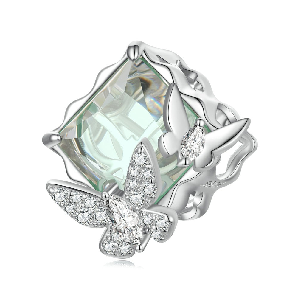Ciondolo zircone verde chiaro farfalla mago di oz in argento sterling 925 xs2179