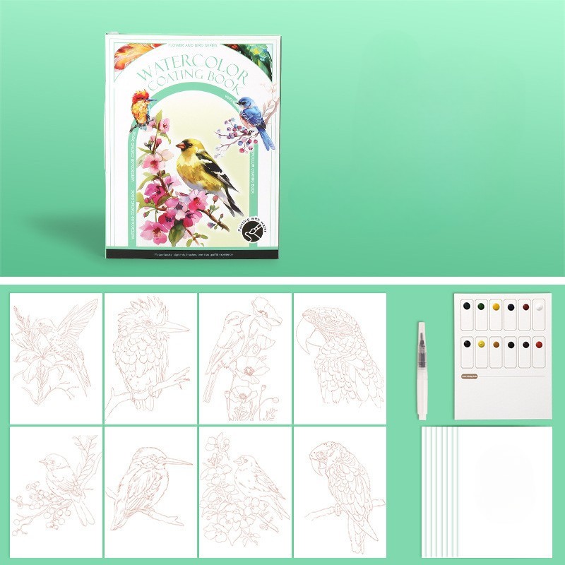 Cuaderno De Acuarela De 16 Hojas Con Juego De Pinturas Gratuito. Dile Adiós A La Ansiedad Y Despierta Tu Talento Artístico. - soufeeles